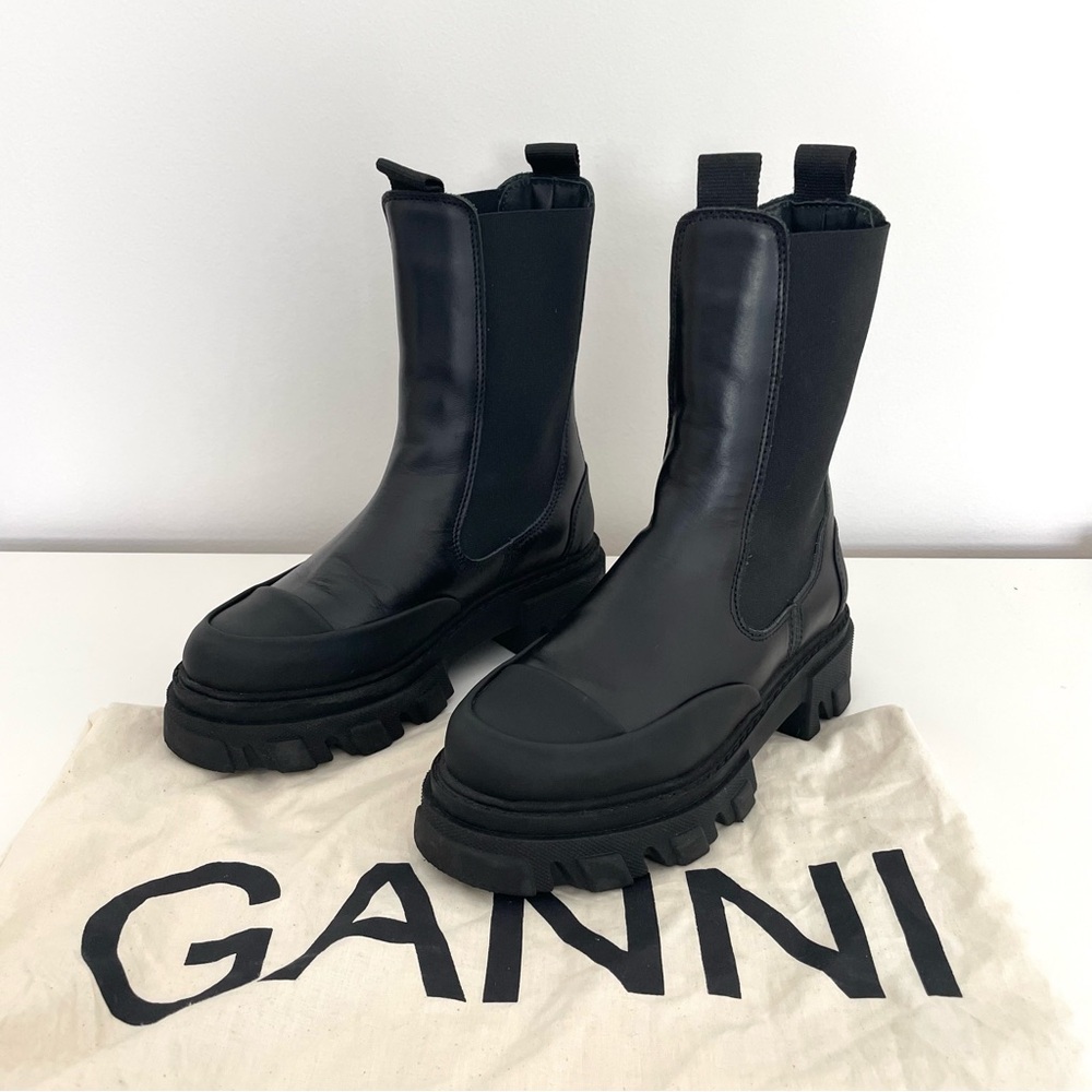 Ganni Cleated Mid Chelsea Boots